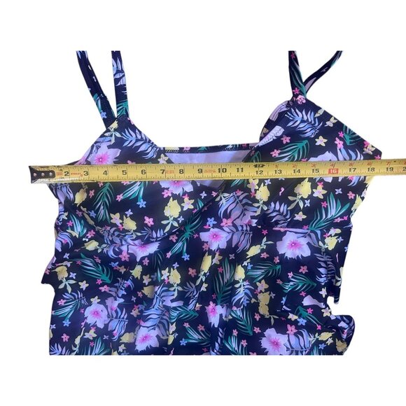 Women's Two Piece Tankini Sets Plus Size Swimsuit Layered Ruffle Boy Shorts 3XL - Picture 7 of 10